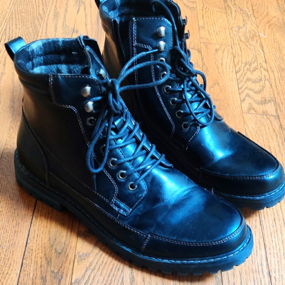 Black Zip Up Motorcycle Boots